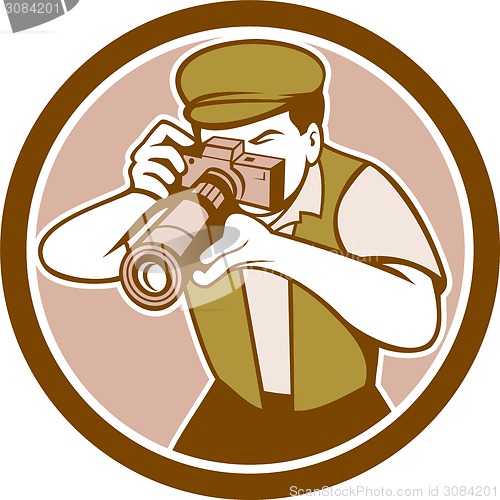 Image of Photographer Shooting Camera Circle Retro