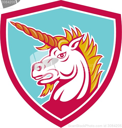 Image of Angry Unicorn Head Shield Cartoon