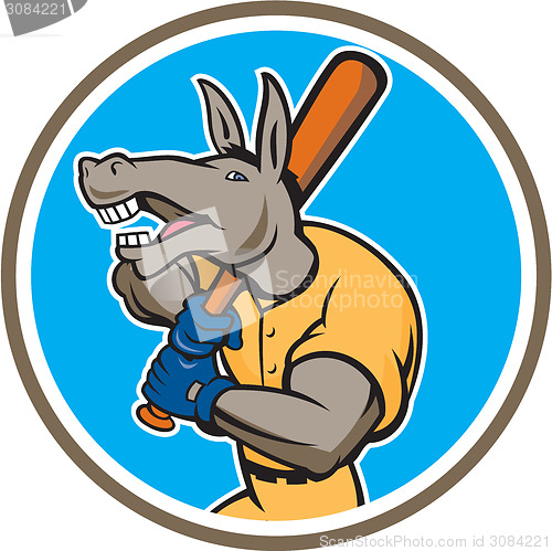 Image of Donkey Baseball Player Batting Circle Cartoon