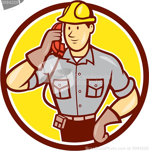 Image of Telephone Repairman Phone Circle Cartoon 