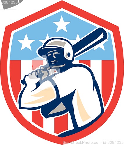 Image of American Baseball Batter Hitter Shield Retro