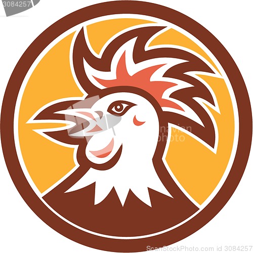 Image of Cockerel Rooster Head Circle Retro