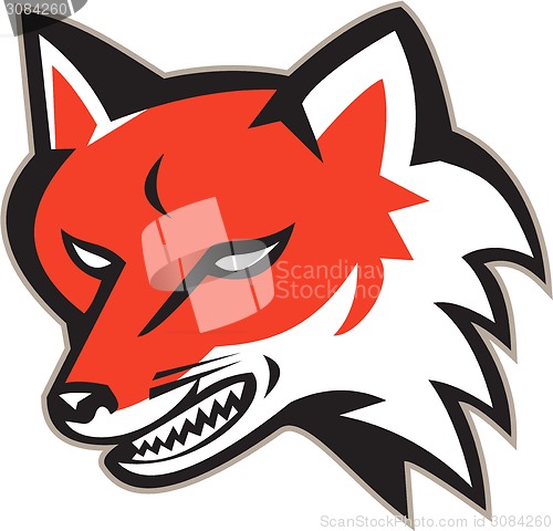 Image of Red Fox Angry Head Retro