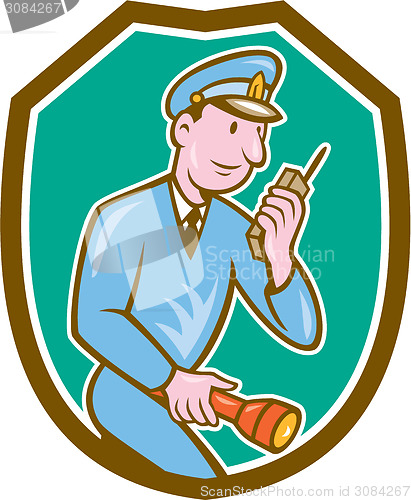 Image of Policeman Torch Radio Shield Cartoon