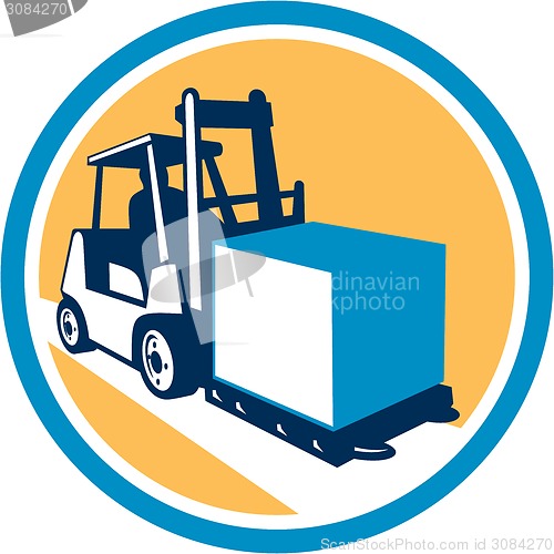 Image of Forklift Truck Box Circle Retro