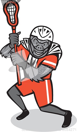 Image of Gorilla Lacrosse Player Cartoon