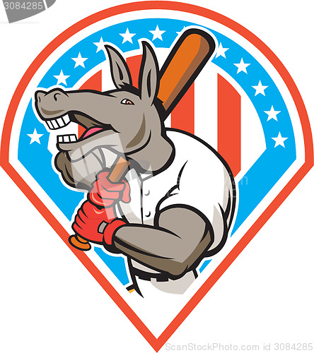 Image of Donkey Baseball Player Batting Diamond Cartoon