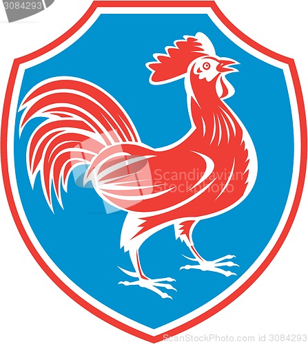 Image of Chicken Rooster Side Shield Woodcut