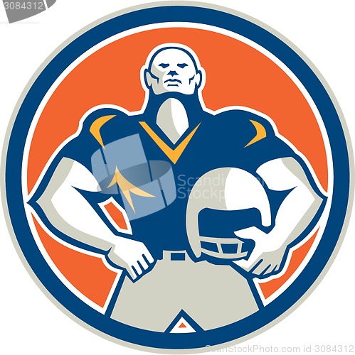 Image of American Football With Helmet Circle Retro
