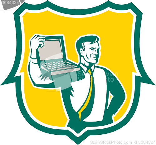 Image of Computer Geek Technician Laptop Shield Retro