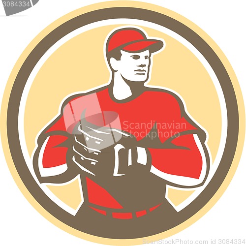 Image of Baseball Catcher Gloves Circle Retro