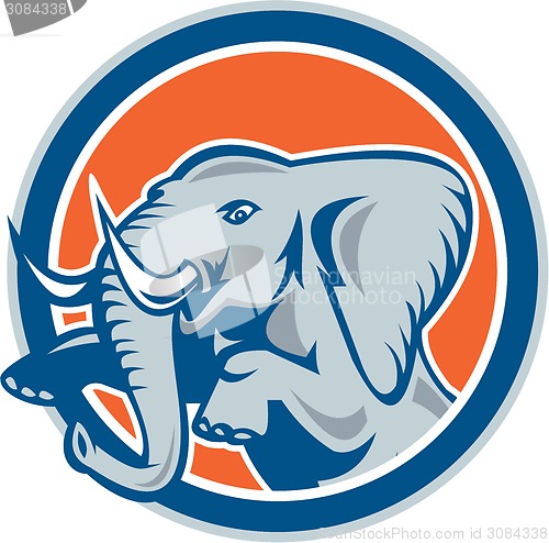 Image of Elephant Prancing Front Circle Retro