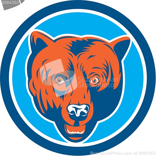 Image of Grizzly Bear Head Front Circle Retro