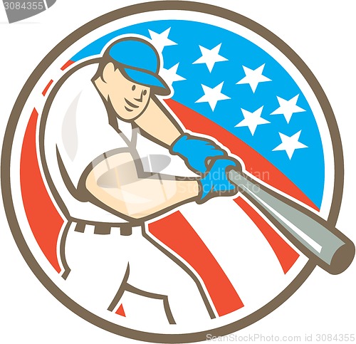 Image of American Baseball Player Batting Circle Cartoon