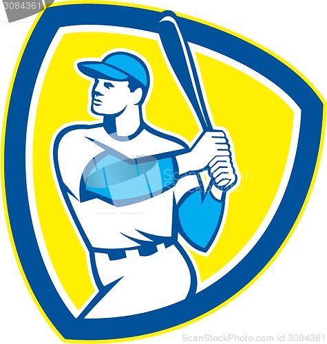 Image of Baseball Batter Hitter Bat Shield Retro