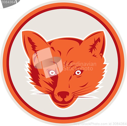 Image of Red Fox Head Front Circle Retro