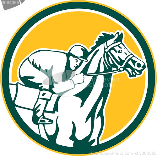 Image of Jockey Horse Racing Circle Retro