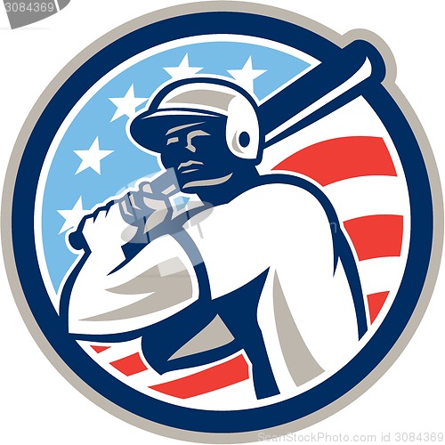 Image of American Baseball Batter Hitter Circle Retro