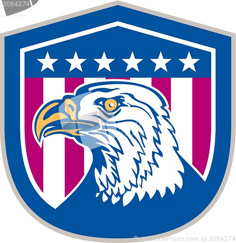 Image of American Bald Eagle Head Side Stars Retro