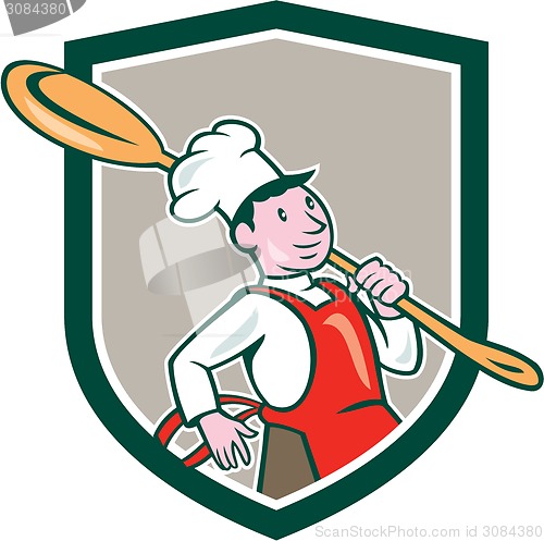 Image of Chef Cook Marching Spoon Shield Cartoon