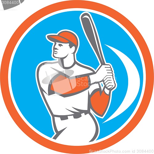 Image of Baseball Batter Hitter Bat Circle Retro