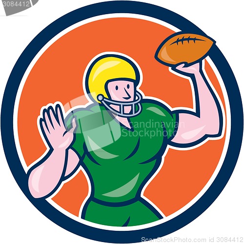 Image of American Football QB Throwing Circle Retro