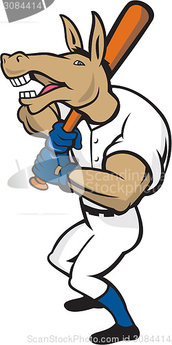 Image of Donkey Baseball Player Batting Cartoon