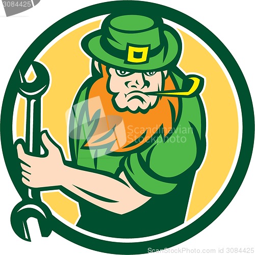 Image of Leprechaun Mechanic Spanner Circle Retro