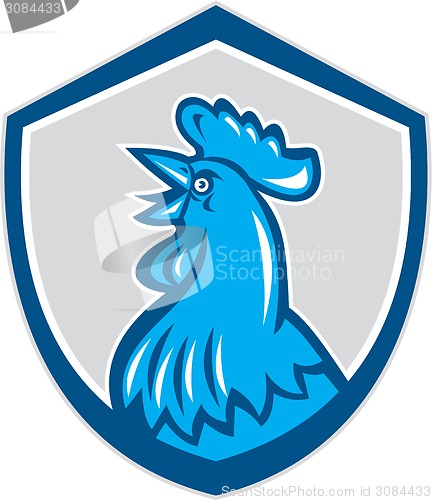 Image of Chicken Rooster Head Crowing Shield Retro