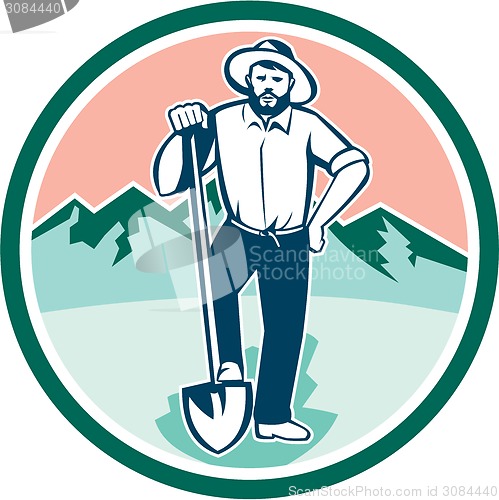 Image of Gold Miner With Shovel Circle Retro