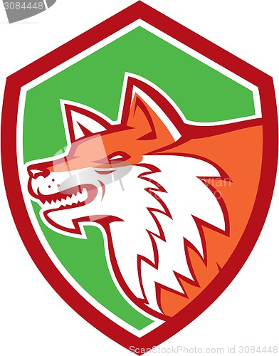 Image of Red Fox Head Pouncing Shield Retro