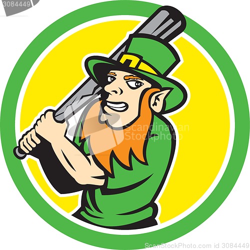 Image of Leprechaun Baseball Hitter Batting Circle Retro