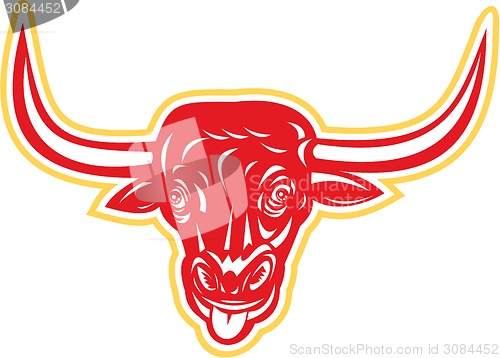 Image of Angry Bull Head Tongue Out Retro