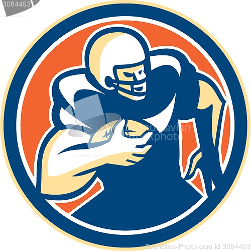 Image of American Football Player Running Circle Retro