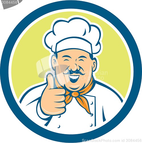 Image of Chef Cook Happy Thumbs Up Circle Retro
