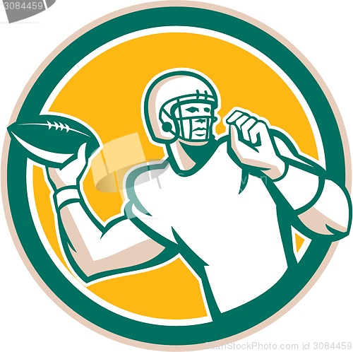 Image of American Football QB Throwing Circle Retro