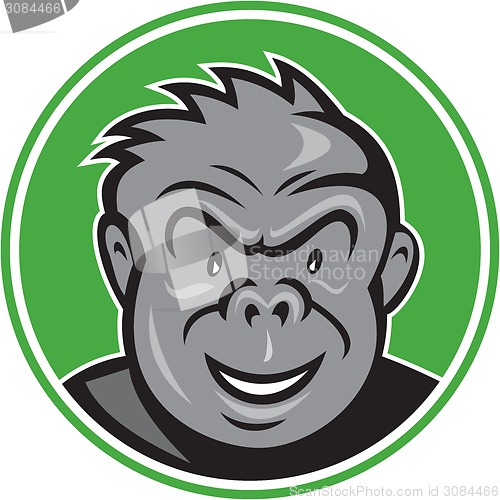 Image of Angry Gorilla Head Circle Cartoon