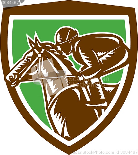 Image of Jockey Horse Racing Side Shield Retro