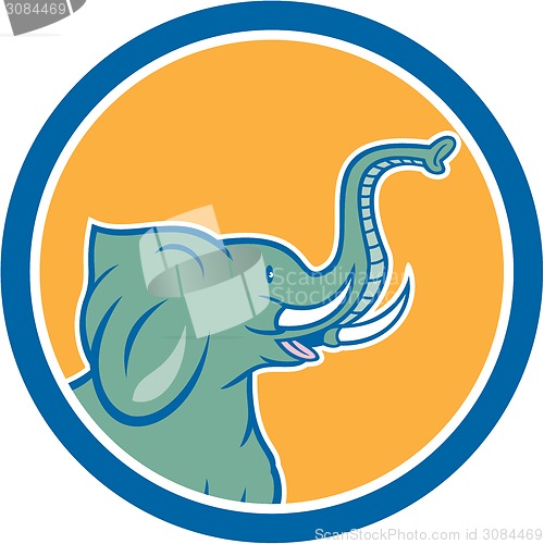 Image of Elephant Head Side Circle Cartoon