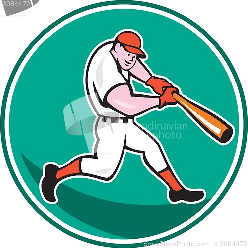 Image of American Baseball Player Batting Cartoon