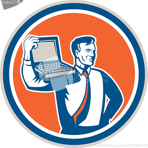 Image of Computer Geek Technician Laptop Circle Retro