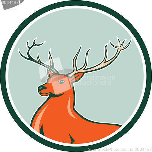 Image of Red Stag Deer Side Circle Cartoon