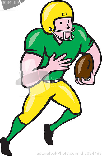 Image of American Football Receiver Running Ball Cartoon