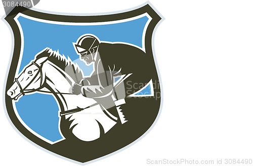 Image of Jockey Horse Racing Side Shield Retro