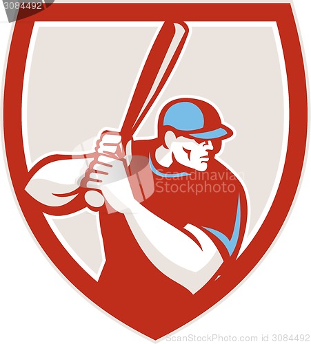 Image of Baseball Player Batter Hitter Shield Retro