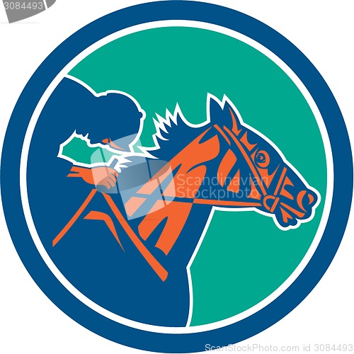 Image of Horse Jockey Racing Circle Retro