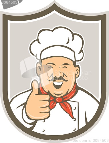 Image of Chef Cook Happy Thumbs Up Shield Retro