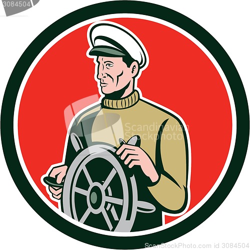 Image of Fisherman Sea Captain Wheel Circle Retro