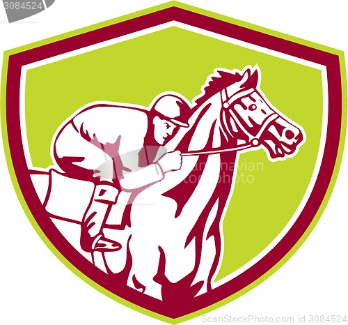 Image of Jockey Horse Racing Shield Retro