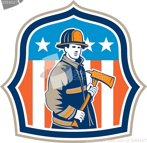 Image of American Fireman Firefighter Fire Axe Shield